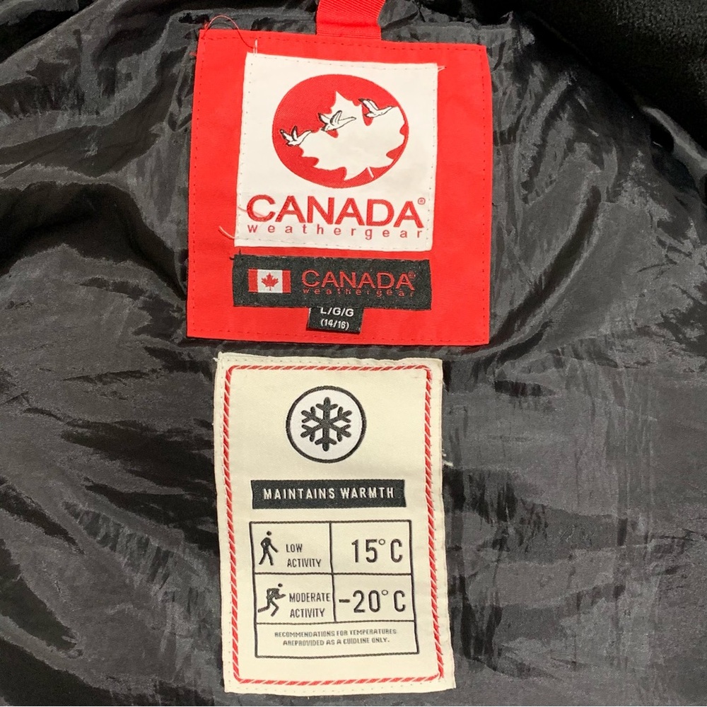 Canada Weather Gear Kids Hooded Jacket Zip Up Button Size Large (14/16) Black - Picture 3 of 9